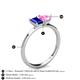 4 - Esther Emerald Shape Lab Created Blue Sapphire & Heart Shape Lab Created Pink Sapphire 2 Stone Duo Ring 