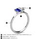 4 - Esther GIA Certified Heart Shape Diamond & Emerald Shape Lab Created Blue Sapphire 2 Stone Duo Ring 