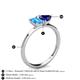 4 - Esther Emerald Shape Blue Topaz & Heart Shape Lab Created Blue Sapphire 2 Stone Duo Ring 