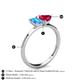 4 - Esther Emerald Shape Blue Topaz & Heart Shape Lab Created Ruby 2 Stone Duo Ring 