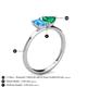 4 - Esther Emerald Shape Blue Topaz & Heart Shape Lab Created Emerald 2 Stone Duo Ring 