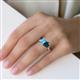 5 - Esther Emerald Shape Blue Topaz & Heart Shape London Blue Topaz 2 Stone Duo Ring 