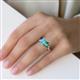 5 - Esther Emerald Shape Blue Topaz & Heart Shape Lab Created Alexandrite 2 Stone Duo Ring 