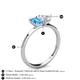 4 - Esther Emerald Shape Blue Topaz & Heart Shape Lab Created White Sapphire 2 Stone Duo Ring 