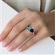 5 - Esther Emerald & Heart Shape Created Alexandrite & Created Blue Sapphire 2 Stone Duo Ring 