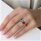 5 - Esther Emerald & Heart Shape Created Alexandrite & Created Ruby 2 Stone Duo Ring 