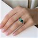 5 - Esther Emerald Shape Lab Created Alexandrite & Heart Shape London Blue Topaz 2 Stone Duo Ring 