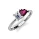 3 - Esther GIA Certified Emerald Shape Diamond & Heart Shape Rhodolite Garnet 2 Stone Duo Ring 