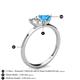 4 - Esther GIA Certified Emerald Shape Diamond & Heart Shape Blue Topaz 2 Stone Duo Ring 