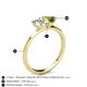 4 - Esther GIA Certified Emerald Shape Diamond & Heart Shape Peridot 2 Stone Duo Ring 