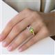 5 - Esther GIA Certified Emerald Shape Diamond & Heart Shape Peridot 2 Stone Duo Ring 