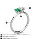 4 - Esther IGI Certified Heart Shape Lab Grown Diamond & Emerald Shape Lab Created Emerald 2 Stone Duo Ring 