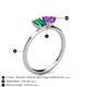 4 - Esther Emerald Shape Lab Created Emerald & Heart Shape Amethyst 2 Stone Duo Ring 