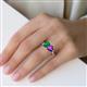 5 - Esther Emerald Shape Lab Created Emerald & Heart Shape Amethyst 2 Stone Duo Ring 