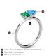 4 - Esther Emerald Shape Lab Created Emerald & Heart Shape Blue Topaz 2 Stone Duo Ring 