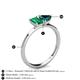 4 - Esther Emerald Shape Lab Created Emerald & Heart Shape London Blue Topaz 2 Stone Duo Ring 