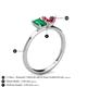 4 - Esther Emerald Shape Lab Created Emerald & Heart Shape Pink Tourmaline 2 Stone Duo Ring 