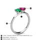 4 - Esther Emerald Shape Lab Created Emerald & Heart Shape Rhodolite Garnet 2 Stone Duo Ring 