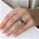5 - Esther Emerald Shape Lab Created Emerald & Heart Shape Rhodolite Garnet 2 Stone Duo Ring 