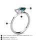 4 - Esther IGI Certified Emerald Shape Lab Grown Diamond & Heart Shape London Blue Topaz 2 Stone Duo Ring 