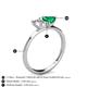 4 - Esther IGI Certified Emerald Shape Lab Grown Diamond & Heart Shape Lab Created Emerald 2 Stone Duo Ring 