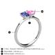 4 - Esther Emerald Shape Iolite & Heart Shape Lab Created Pink Sapphire 2 Stone Duo Ring 