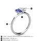 4 - Esther Emerald Shape Iolite & Heart Shape Lab Created White Sapphire 2 Stone Duo Ring 