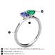 4 - Esther Emerald Shape Iolite & Heart Shape Lab Created Emerald 2 Stone Duo Ring 