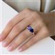 5 - Esther Emerald Shape Iolite & Heart Shape Lab Created Blue Sapphire 2 Stone Duo Ring 