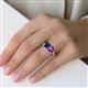 5 - Esther Emerald Shape London Blue Topaz & Heart Shape Amethyst 2 Stone Duo Ring 