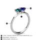 4 - Esther Emerald Shape London Blue Topaz & Heart Shape Lab Created Blue Sapphire 2 Stone Duo Ring 