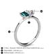 4 - Esther GIA Certified Heart Shape Diamond & Emerald Shape London Blue Topaz 2 Stone Duo Ring 