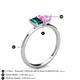 4 - Esther Emerald Shape London Blue Topaz & Heart Shape Lab Created Pink Sapphire 2 Stone Duo Ring 