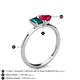 4 - Esther Emerald Shape London Blue Topaz & Heart Shape Lab Created Ruby 2 Stone Duo Ring 