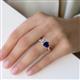 5 - Esther Emerald Shape Forever Brilliant Moissanite & Heart Shape Lab Created Blue Sapphire 2 Stone Duo Ring 