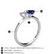 4 - Esther Emerald Shape Forever One Moissanite & Heart Shape Lab Created Blue Sapphire 2 Stone Duo Ring 