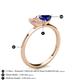 4 - Esther Emerald Shape Morganite & Heart Shape Lab Created Blue Sapphire 2 Stone Duo Ring 