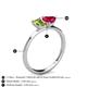 4 - Esther Emerald Shape Peridot & Heart Shape Lab Created Ruby 2 Stone Duo Ring 