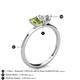 4 - Esther GIA Certified Heart Shape Diamond & Emerald Shape Peridot 2 Stone Duo Ring 