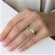 5 - Esther GIA Certified Heart Shape Diamond & Emerald Shape Peridot 2 Stone Duo Ring 