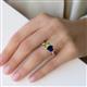 5 - Esther Emerald Shape Peridot & Heart Shape Lab Created Blue Sapphire 2 Stone Duo Ring 