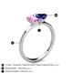 4 - Esther Emerald Shape Pink Sapphire & Heart Shape Lab Created Blue Sapphire 2 Stone Duo Ring 