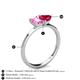 4 - Esther Emerald Shape Pink Sapphire & Heart Shape Lab Created Ruby 2 Stone Duo Ring 