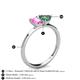 4 - Esther Emerald Shape Pink Sapphire & Heart Shape Lab Created Alexandrite 2 Stone Duo Ring 