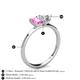 4 - Esther IGI Certified Heart Shape Lab Grown Diamond & Emerald Shape Pink Sapphire 2 Stone Duo Ring 