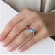 5 - Esther Emerald Shape Pink Tourmaline & Heart Shape Blue Topaz 2 Stone Duo Ring 