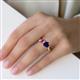 5 - Esther Emerald Shape Pink Tourmaline & Heart Shape Lab Created Blue Sapphire 2 Stone Duo Ring 
