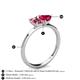 4 - Esther Emerald Shape Pink Tourmaline & Heart Shape Lab Created Ruby 2 Stone Duo Ring 