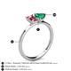 4 - Esther Emerald Shape Pink Tourmaline & Heart Shape Lab Created Emerald 2 Stone Duo Ring 