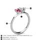 4 - Esther IGI Certified Heart Shape Lab Grown Diamond & Emerald Shape Pink Tourmaline 2 Stone Duo Ring 